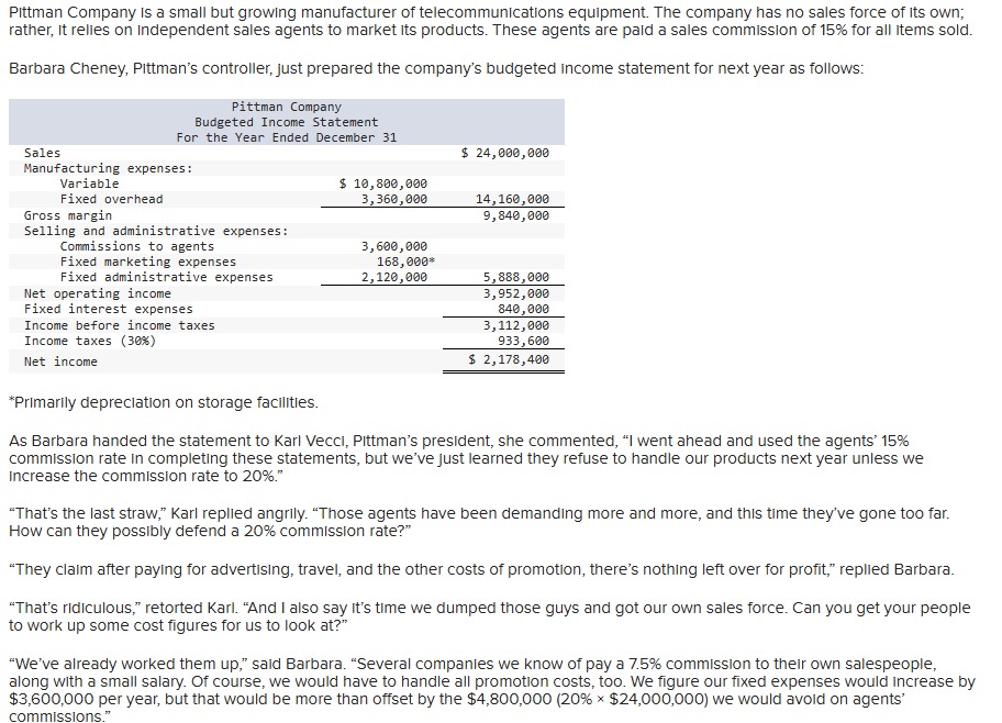 Pittman Company i s a small but growing