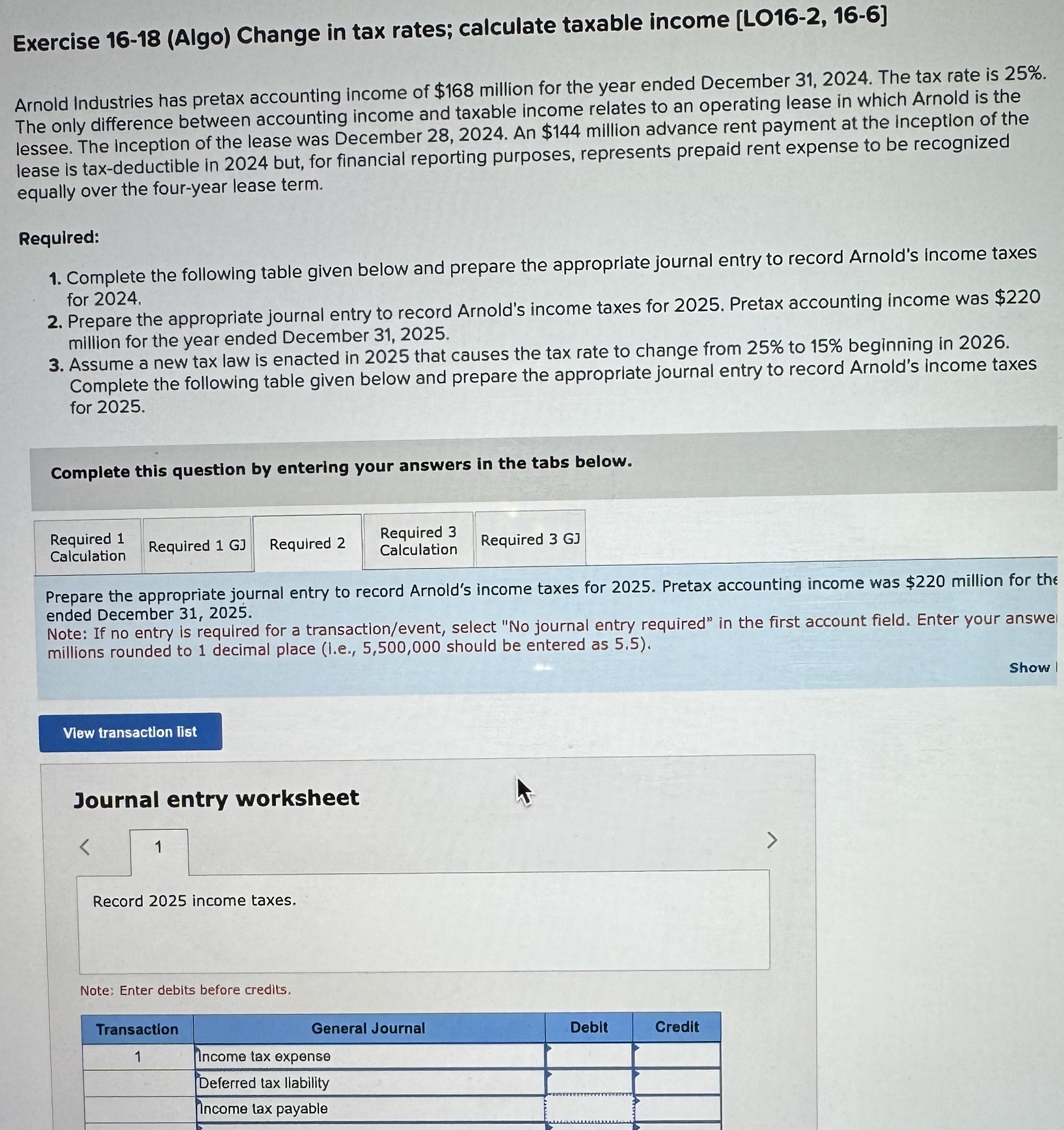 Exercise 1 6 - 1 8 ( Algo ) Change in tax rates;