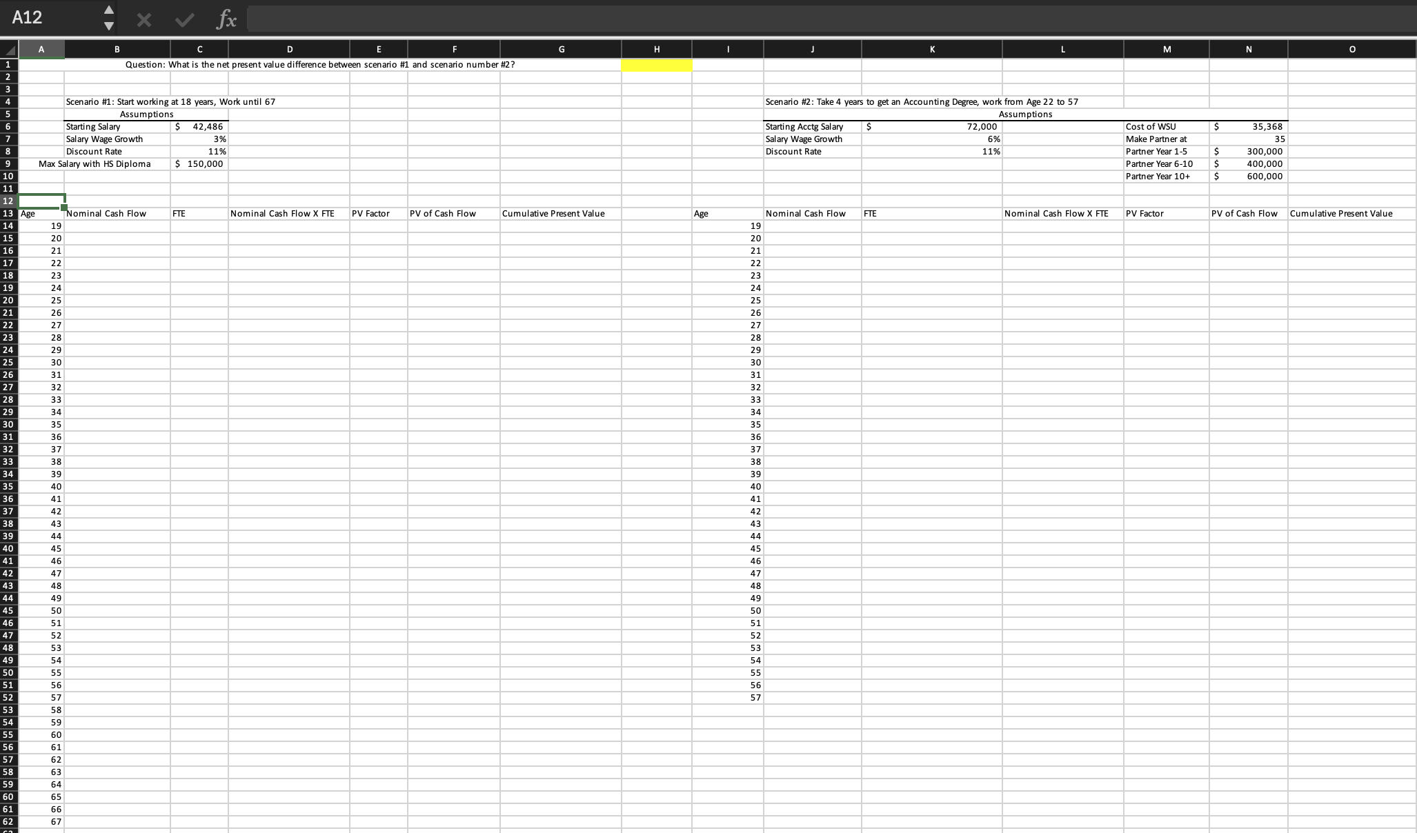 Scenario # 1 : Start working at 1 8 years, Work