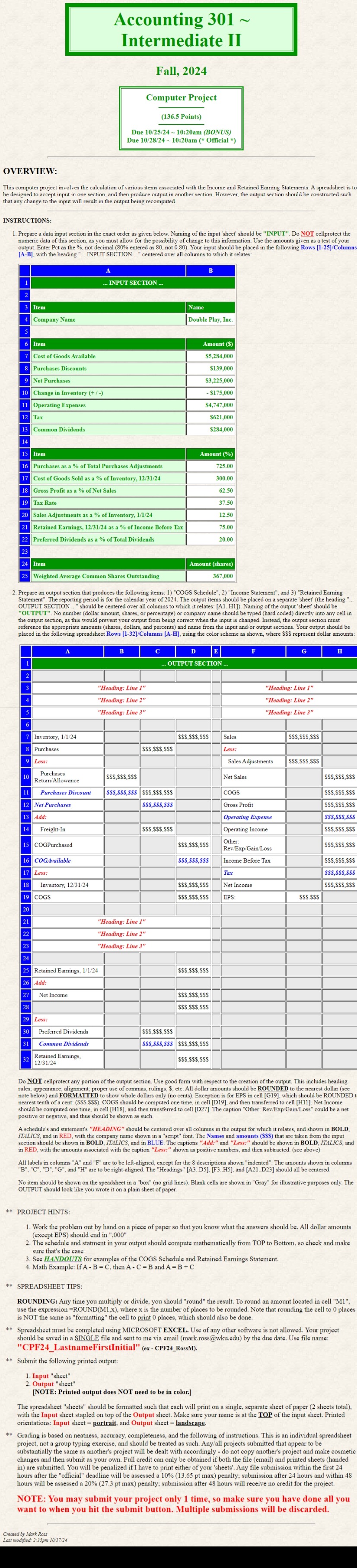 This computer project involves the calculation of