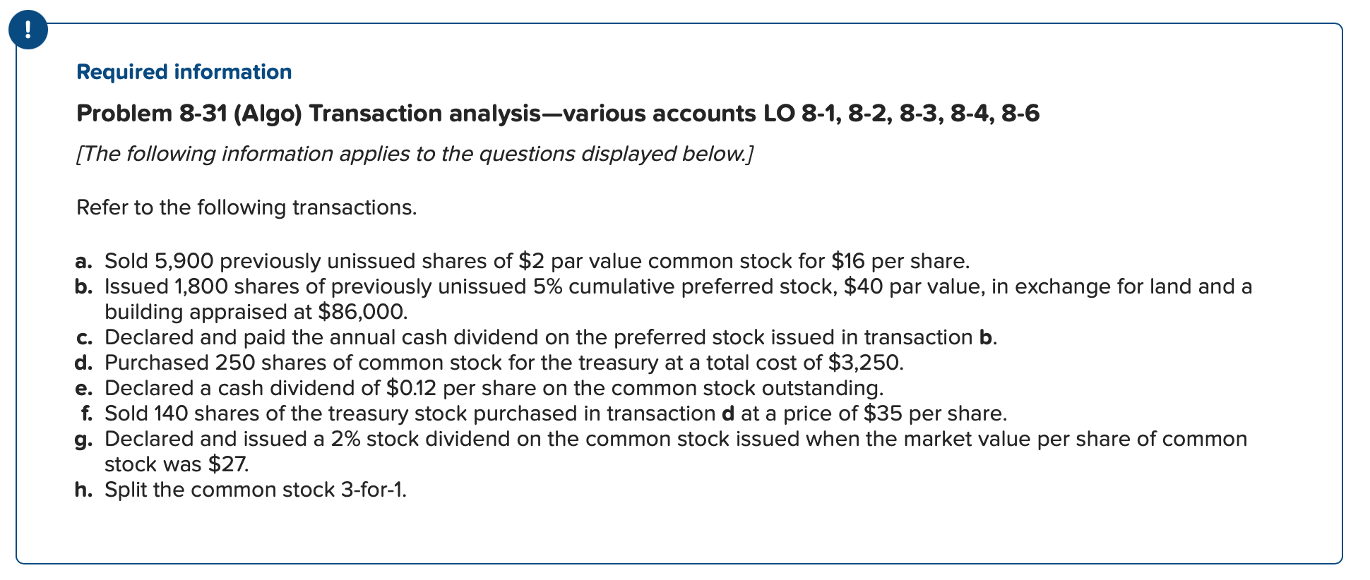 Problem 8 - 3 1 ( Algo ) Transaction analysis