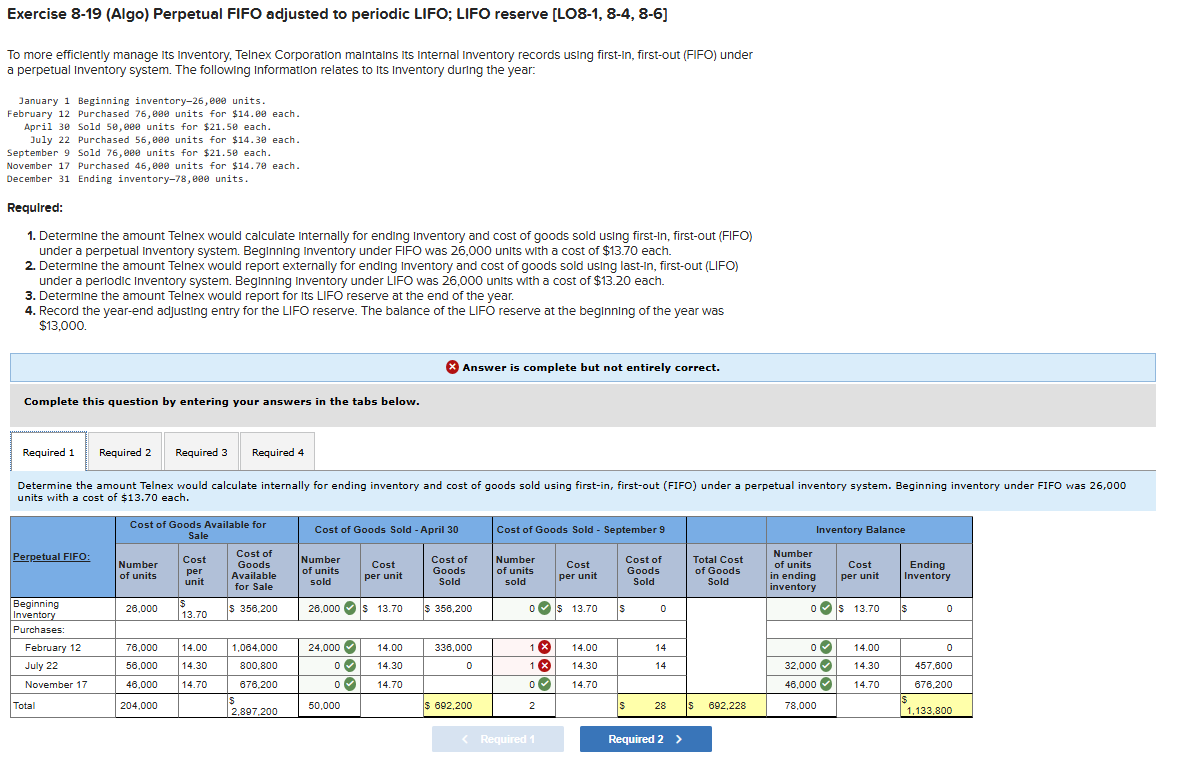 Exercise 8 - 1 9 ( Algo ) Perpetual FIFO adjusted
