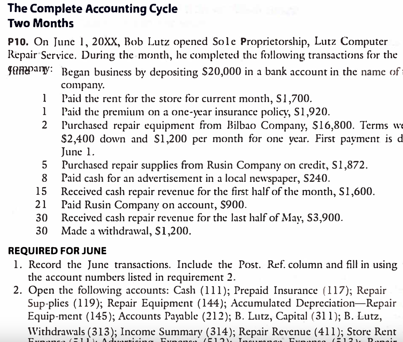 The Complete Accounting Cycle Two Months P 1 0 .