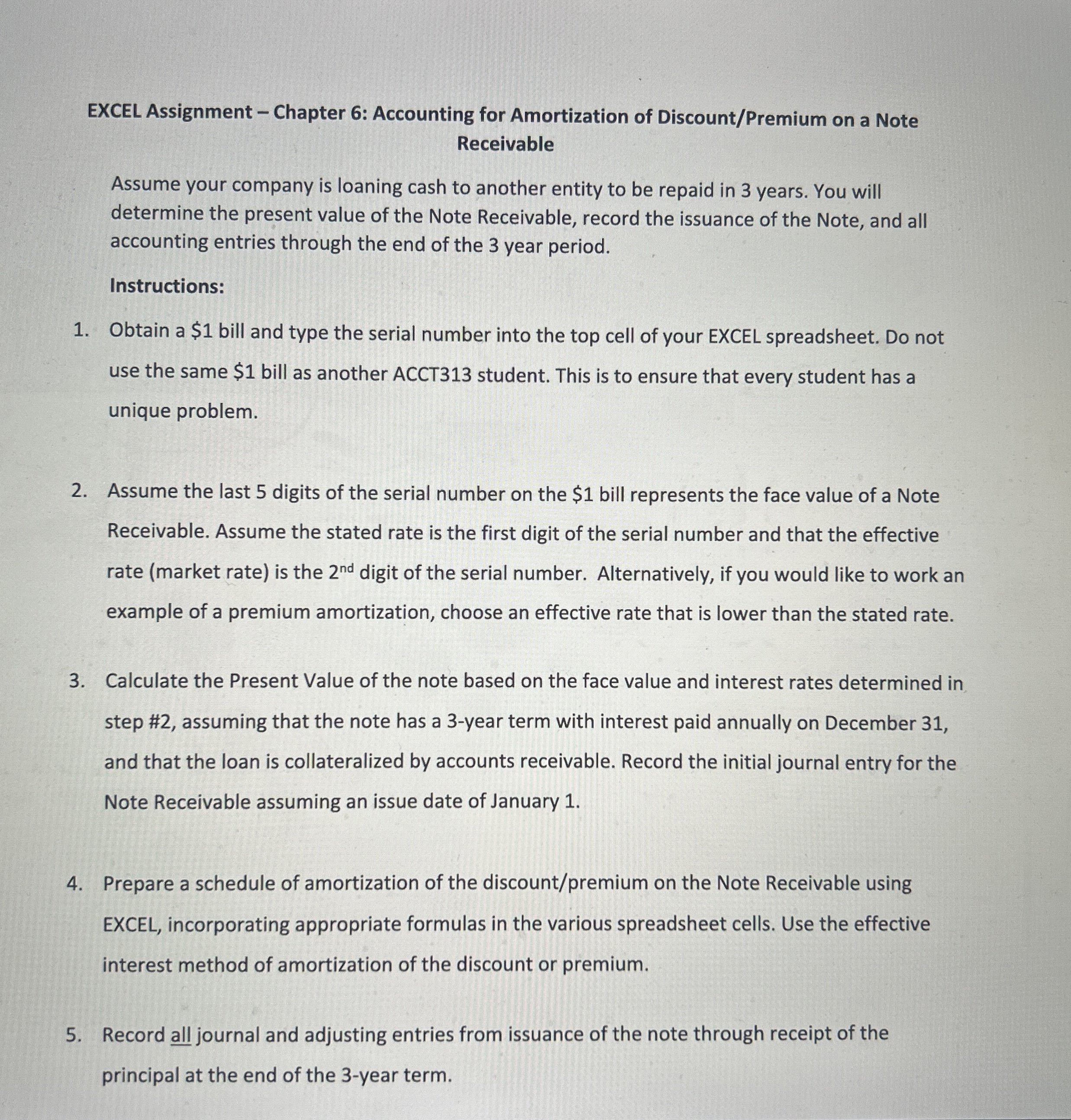 EXCEL Assignment - Chapter 6 : Accounting for