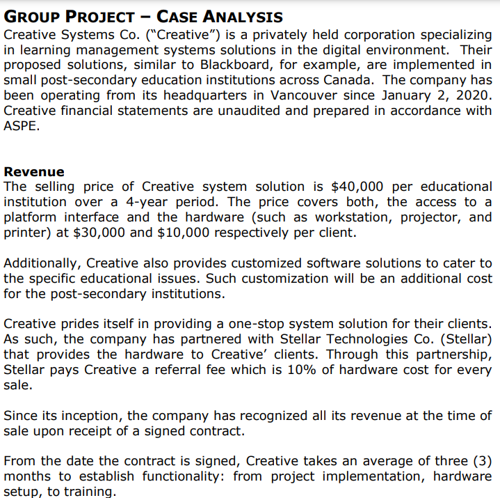 Reading the case and provide a comprehensive