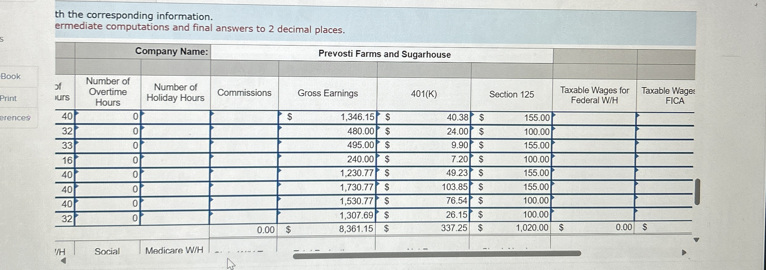 Check my work \ table [ [ \ table [ [ Payroll ] ,