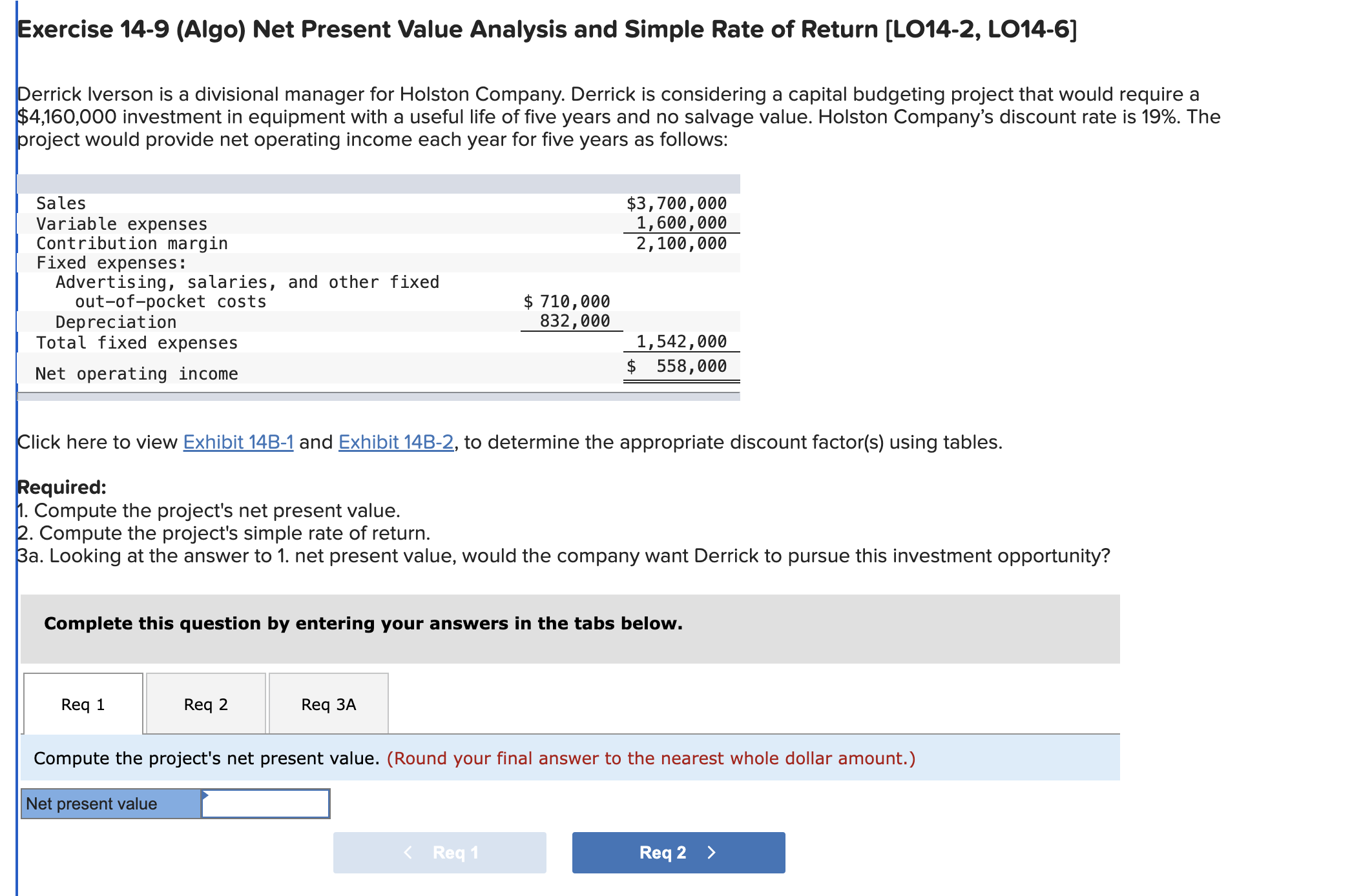 Exercise 1 4 - 9 ( Algo ) Net Present Value