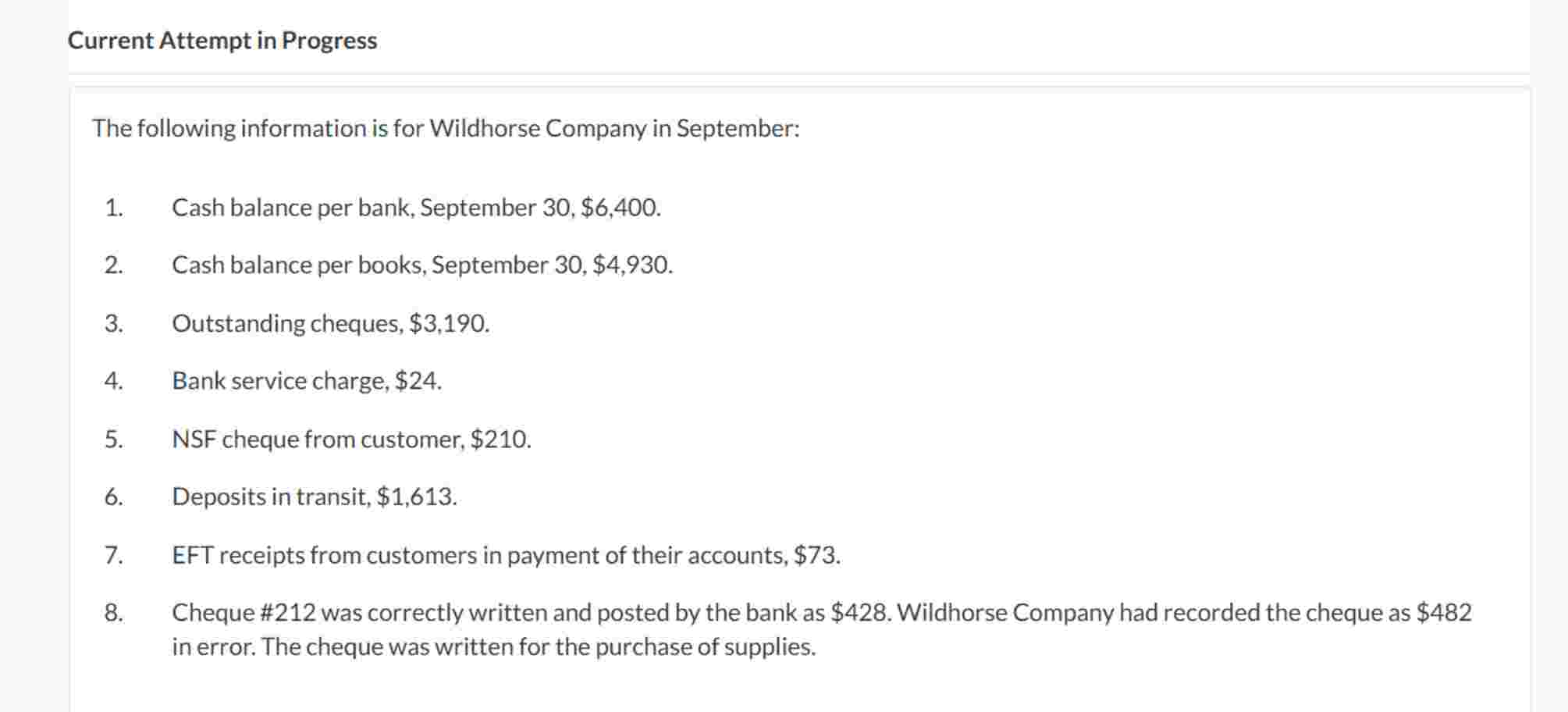 Current Attempt i n Progress The following