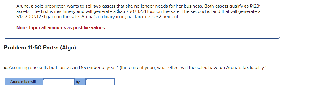 Aruna, a sole proprietor, wants to sell two