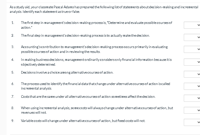 As a study aid, yourclassmate Pascal Adams has