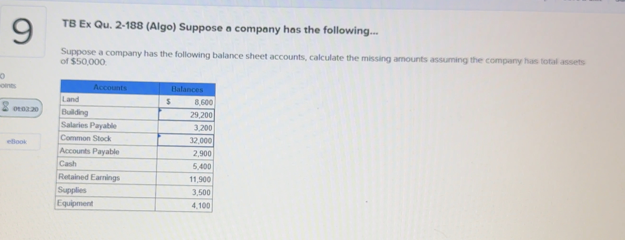 TB Ex Qu . 2 - 1 8 8 ( Algo ) Suppose a company