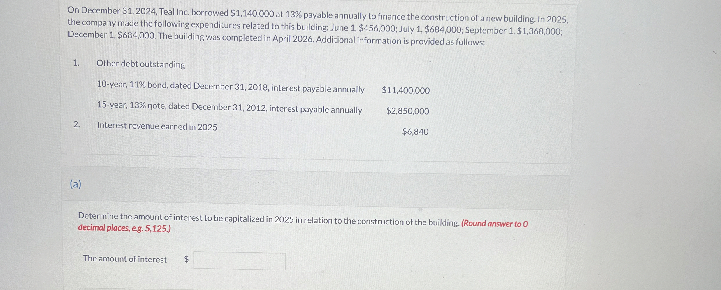 On December 3 1 , 2 0 2 4 , Teal Inc. borrowed $
