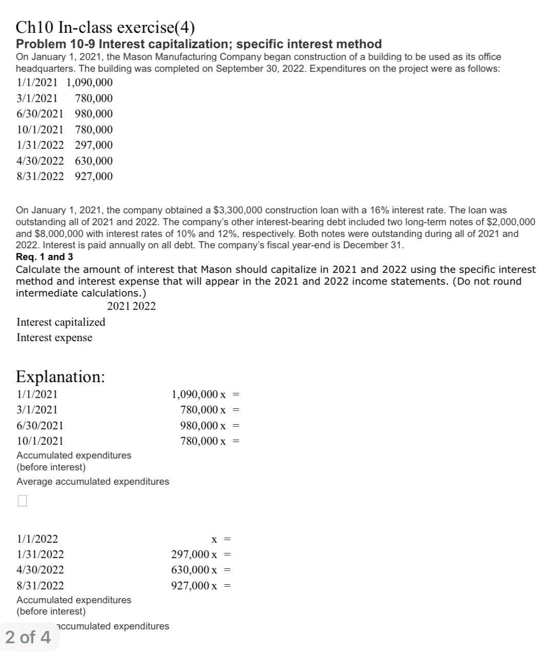 C h 1 0 I n - class exercise ( 4 ) Problem 1 0 -