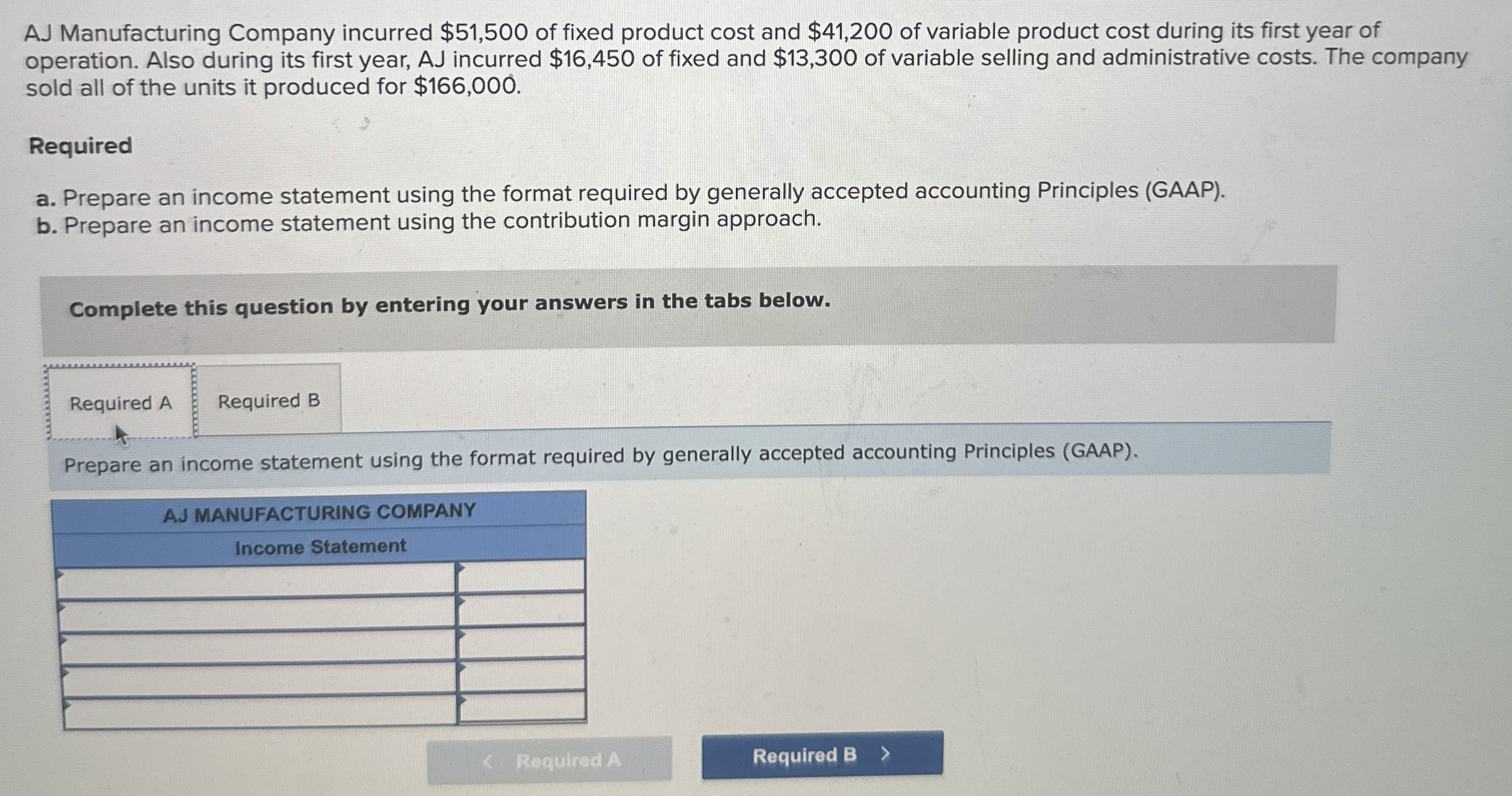 AJ Manufacturing Company incurred $ 5 1 , 5 0 0