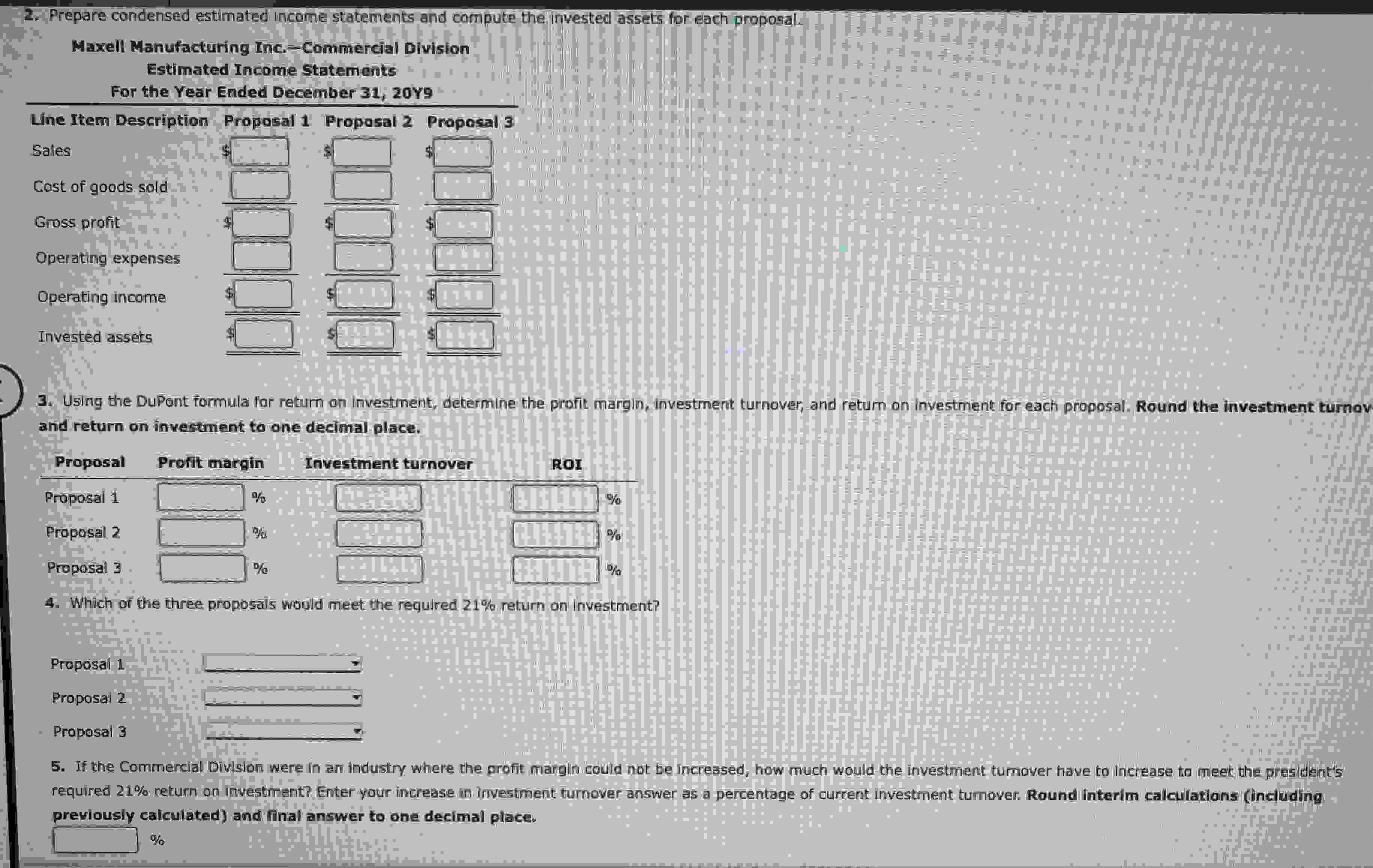 Effect of proposals on divisional performance A