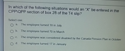 In which of the following situations would an " x