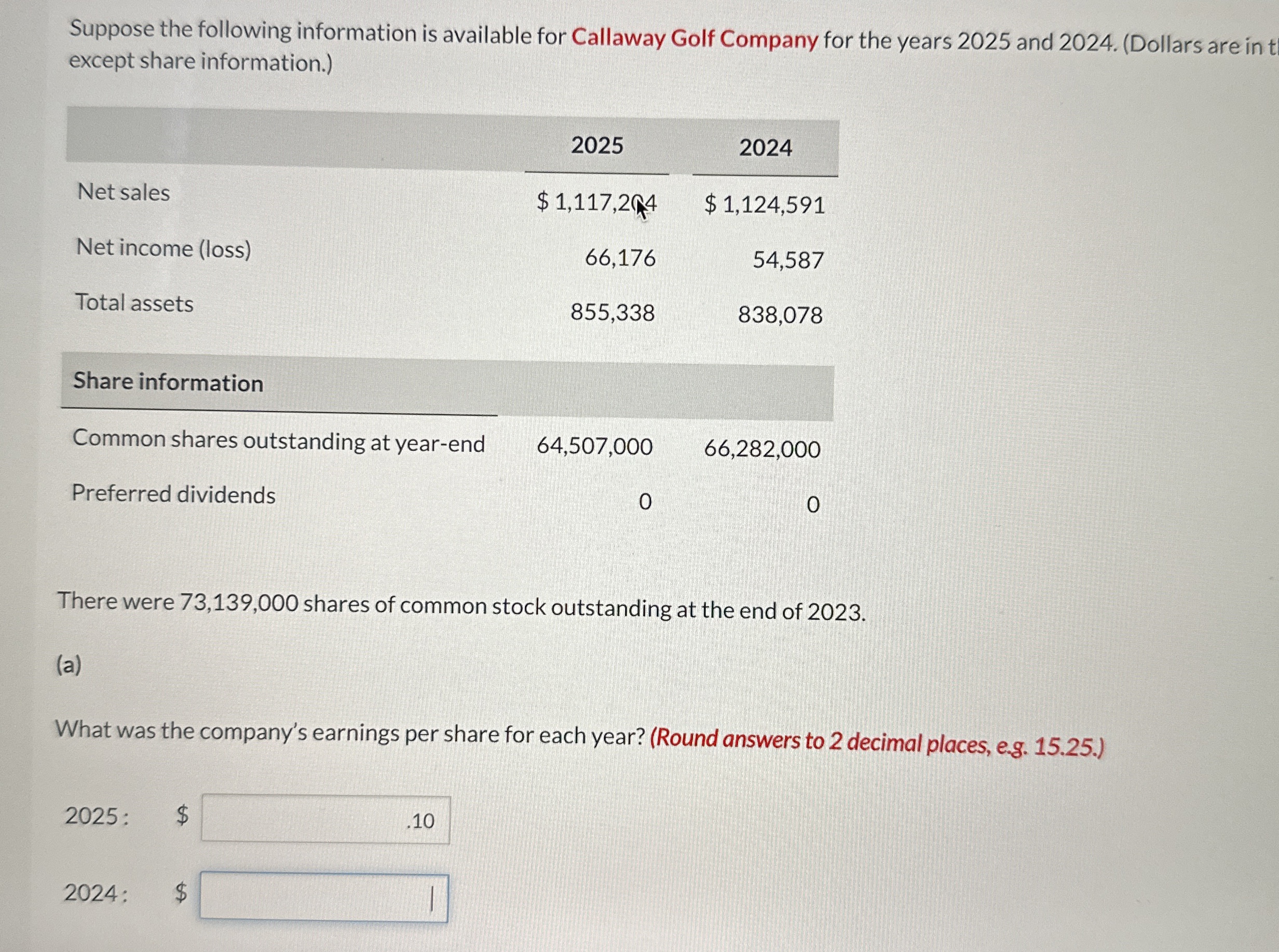 Suppose the following information is available