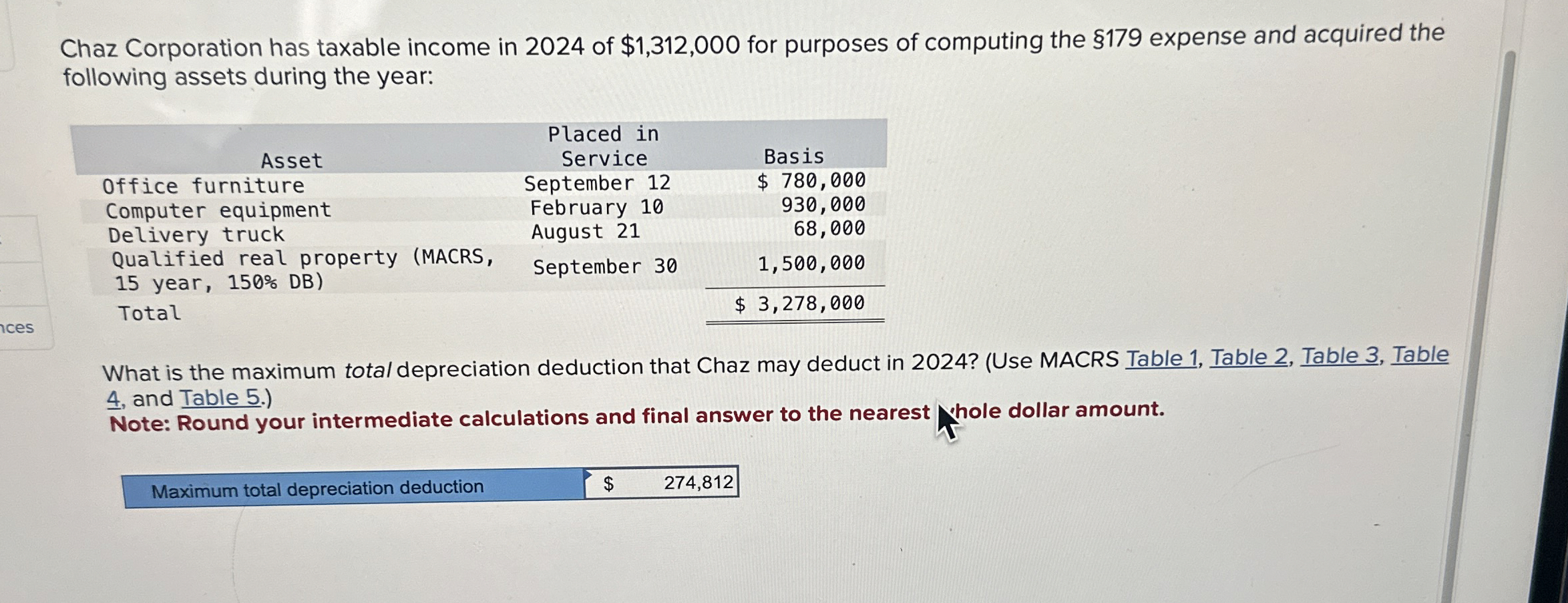 Chaz Corporation has taxable income in 2 0 2 4 of