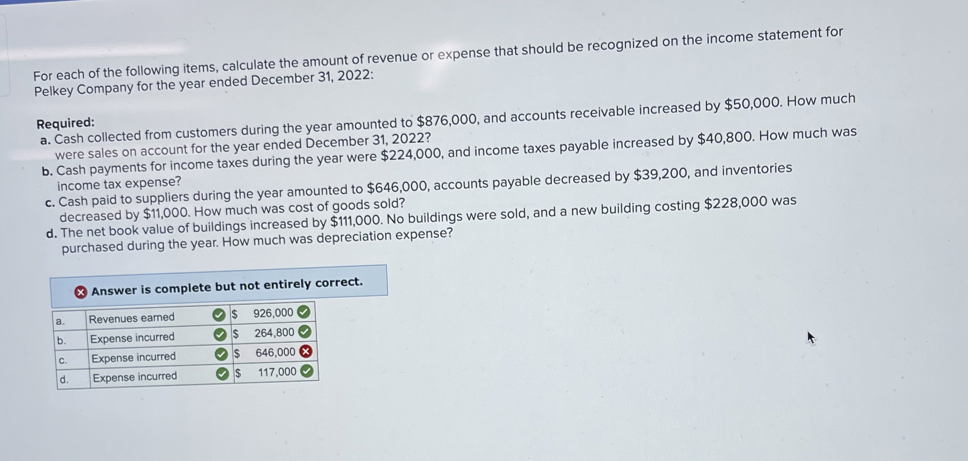 For each of the following items, calculate the