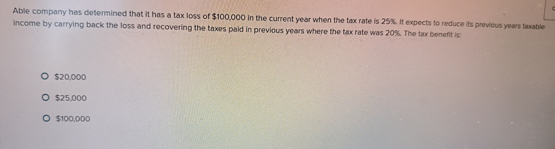 Able company has determined that it has a tax