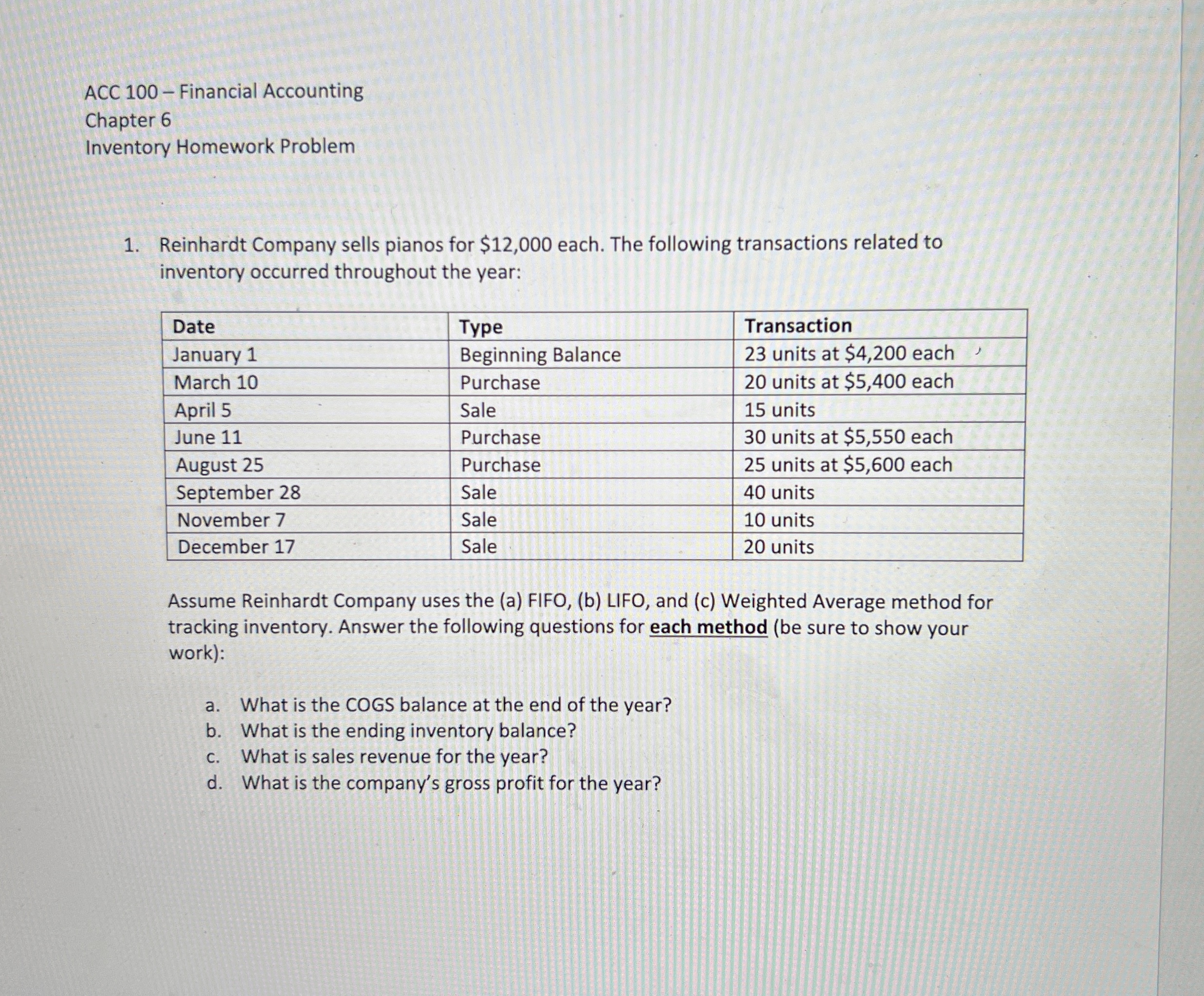ACC 1 0 0 - Financial Accounting Chapter 6