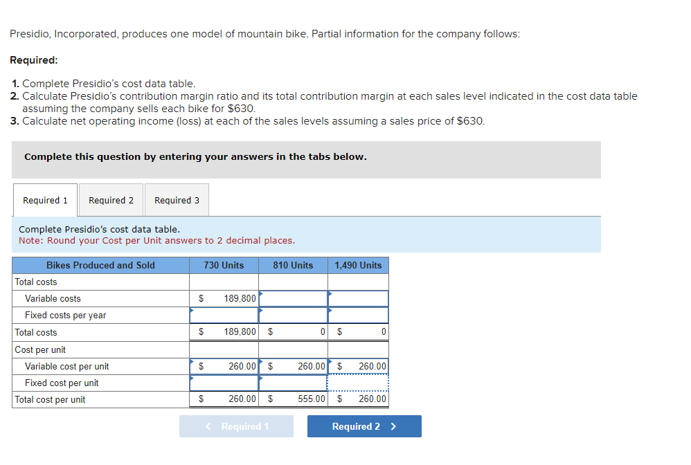 Presidio, Incorporated, produces one model of