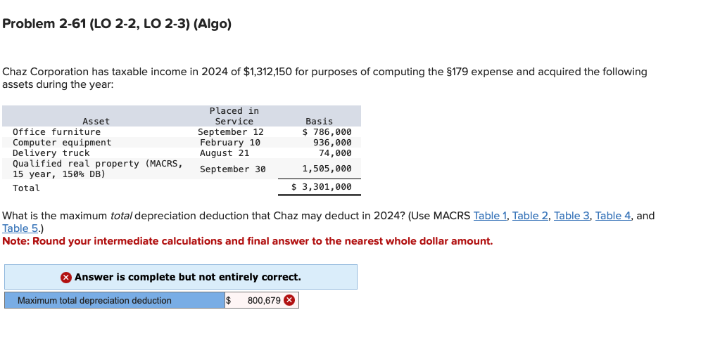 Problem 2 - 6 1 ( LO 2 - 2 , LO 2 - 3 ) ( Algo )