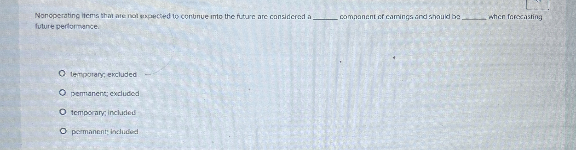 Nonoperating items that are not expected to