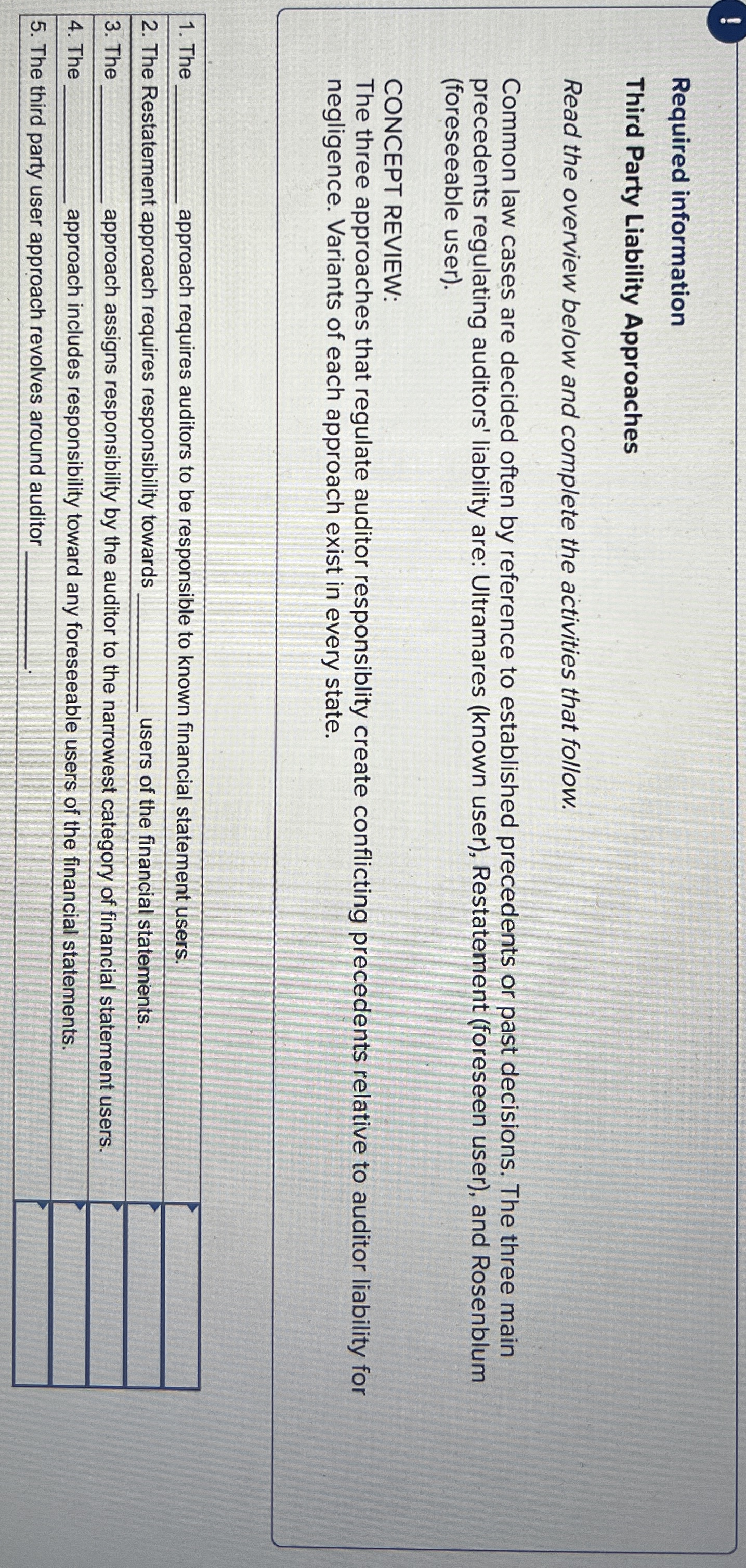 Required information Third Party Liability