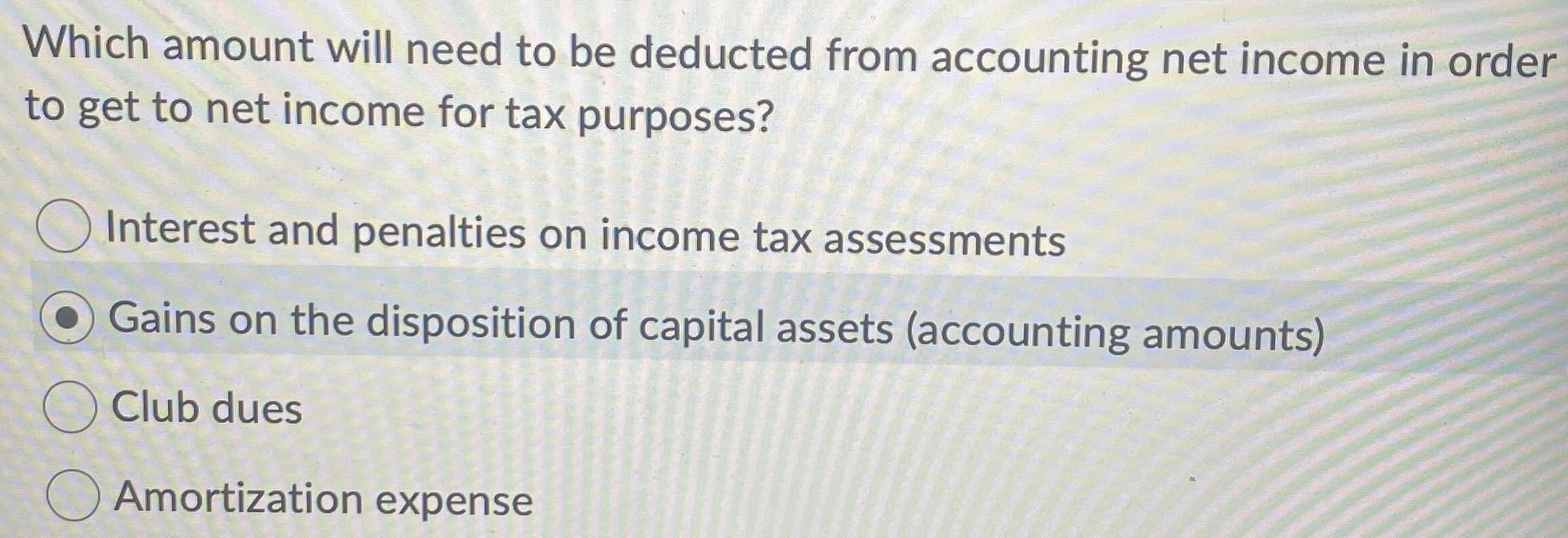 Which amount will need to be deducted from