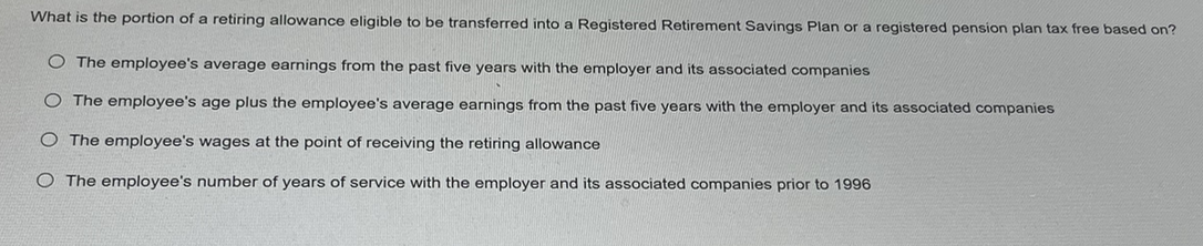 What is the portion of a retiring allowance