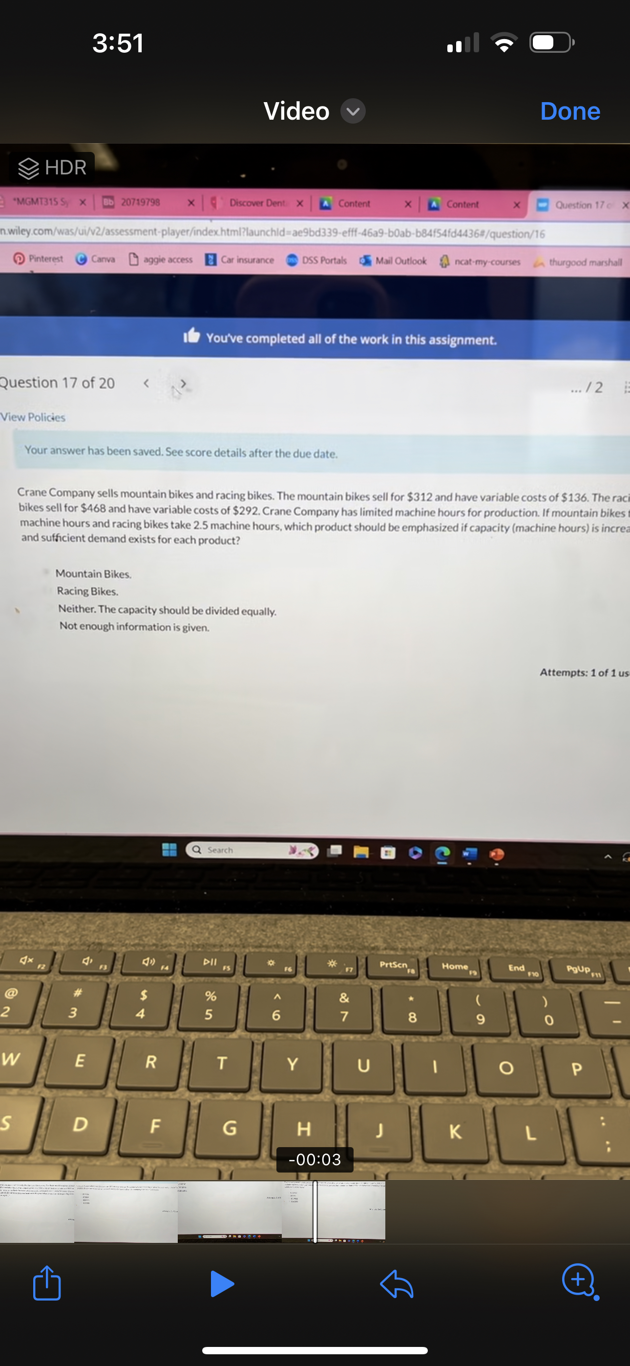 Your answer has been saved. See score details