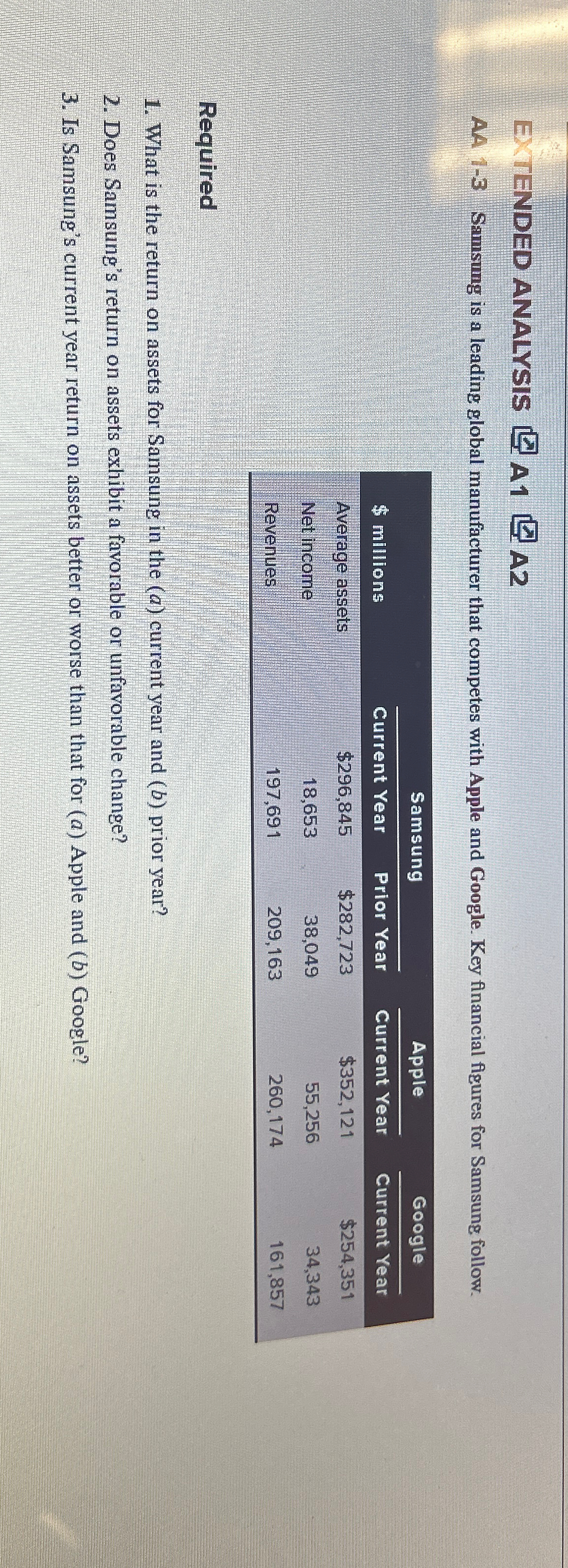 EXTENDED ANALYSIS A 1 A 2 AA 1 - 3 Samsung is a