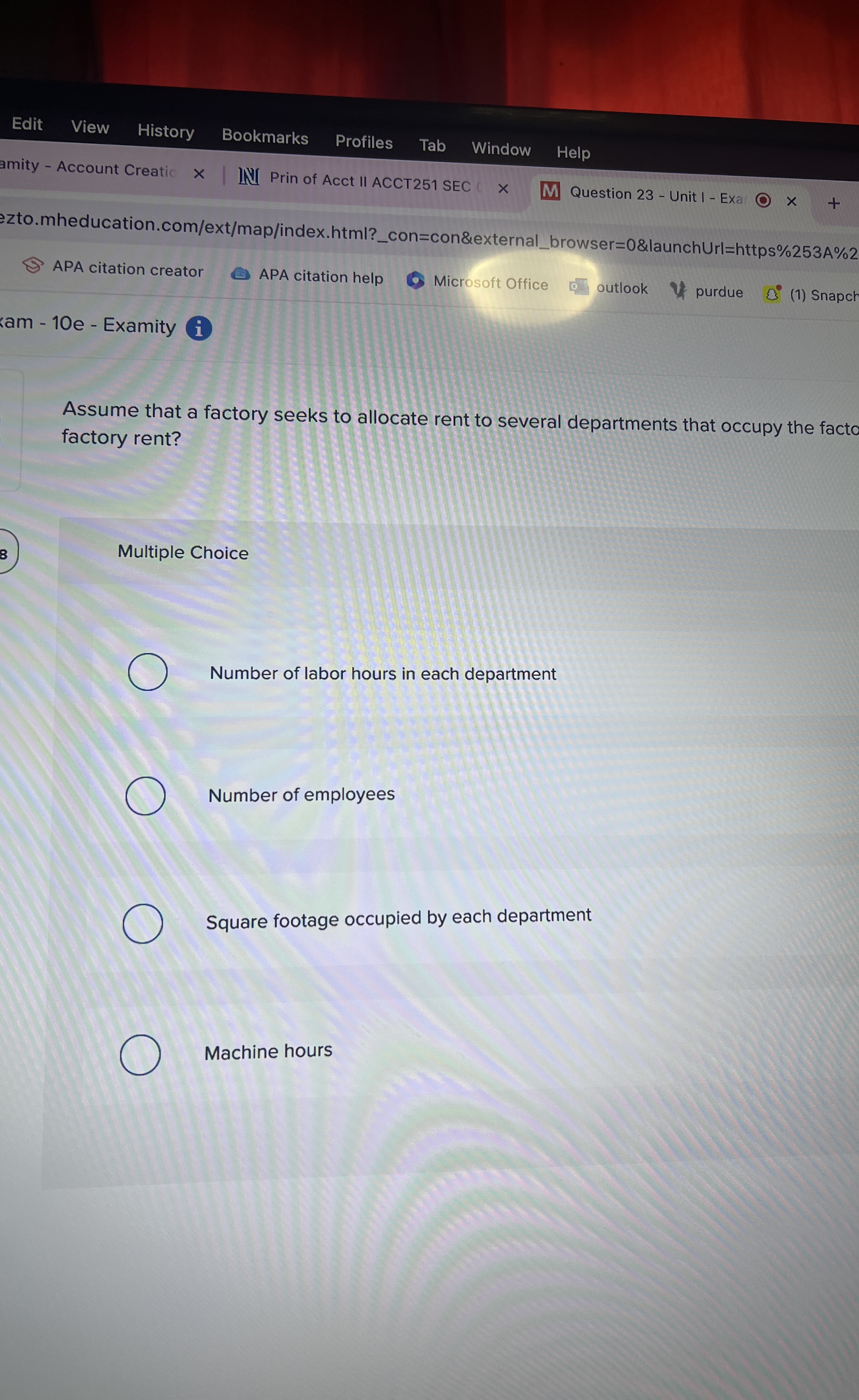 Assume that a factory seeks to allocate rent to