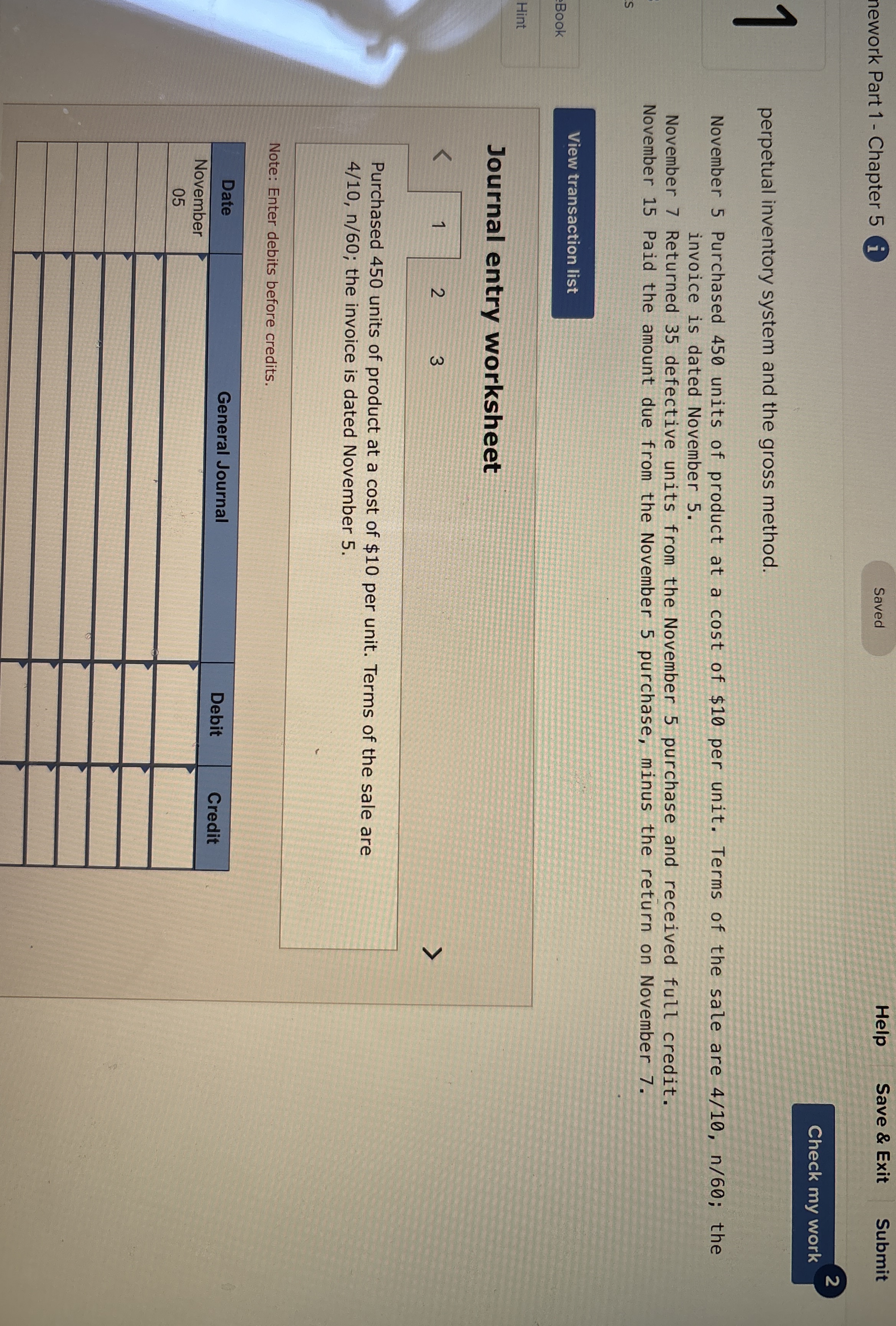 perpetual inventory system and the gross method.