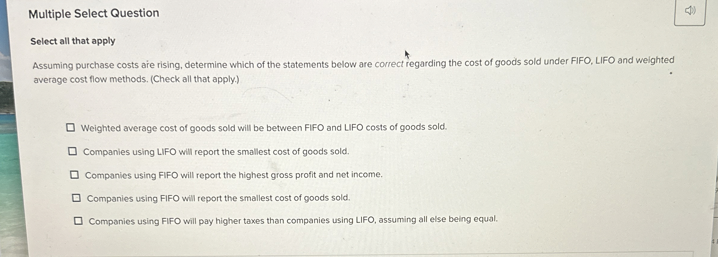Multiple Select Question Select all that apply