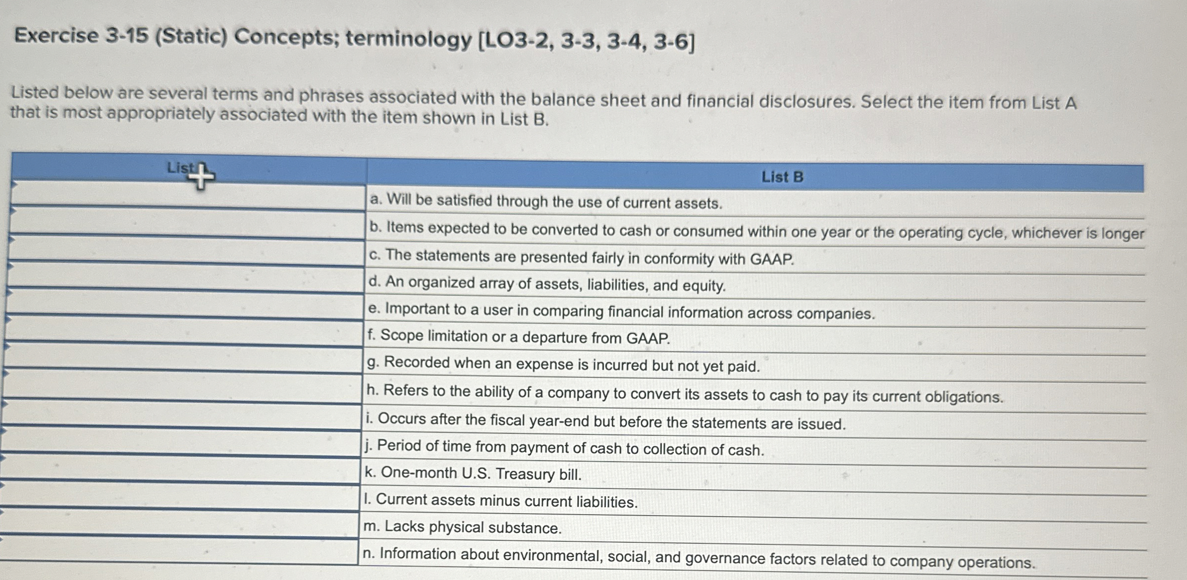 Exercise 3 - 1 5 ( Static ) Concepts; terminology