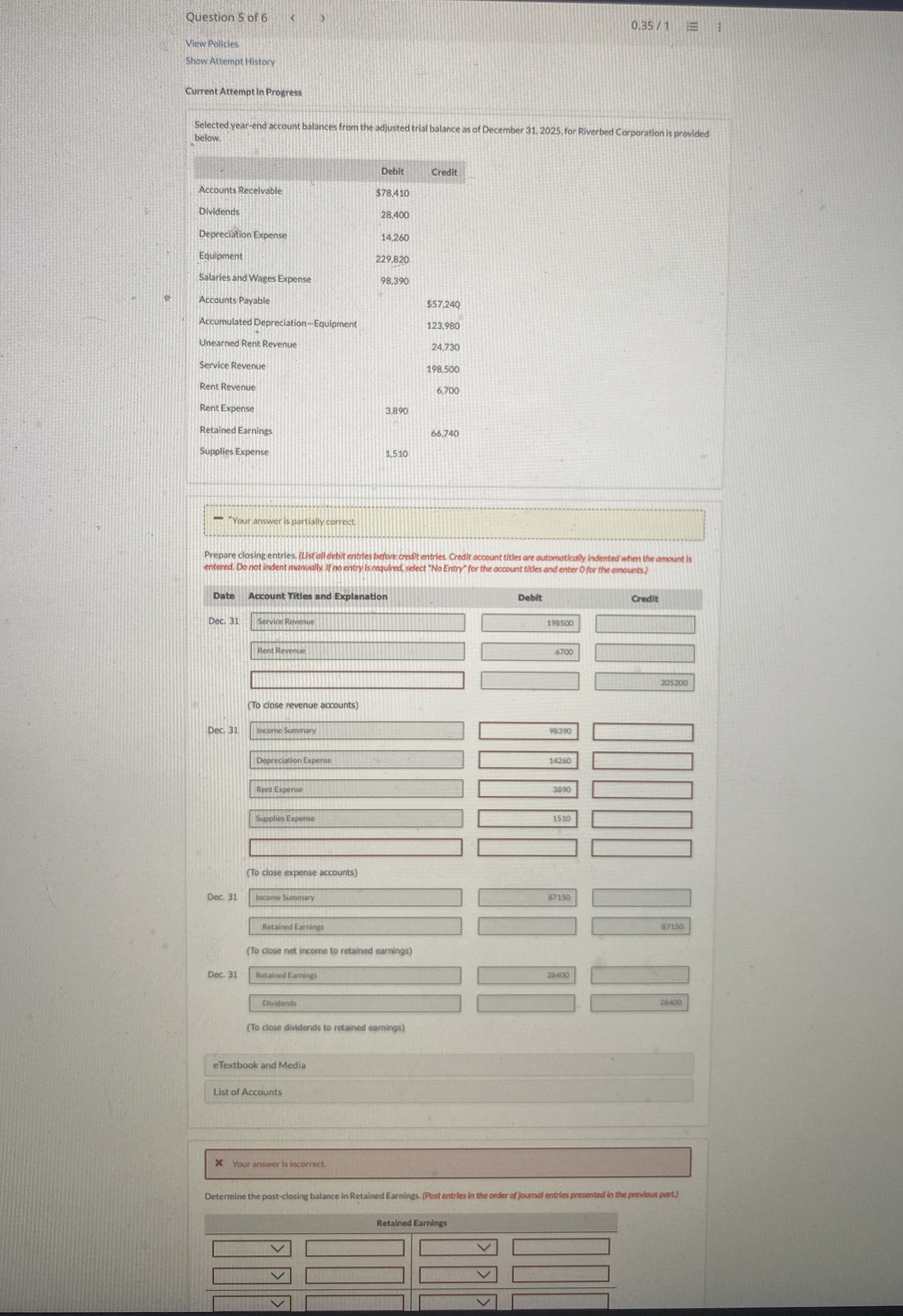 Current Attempt in Progress Selected year - end
