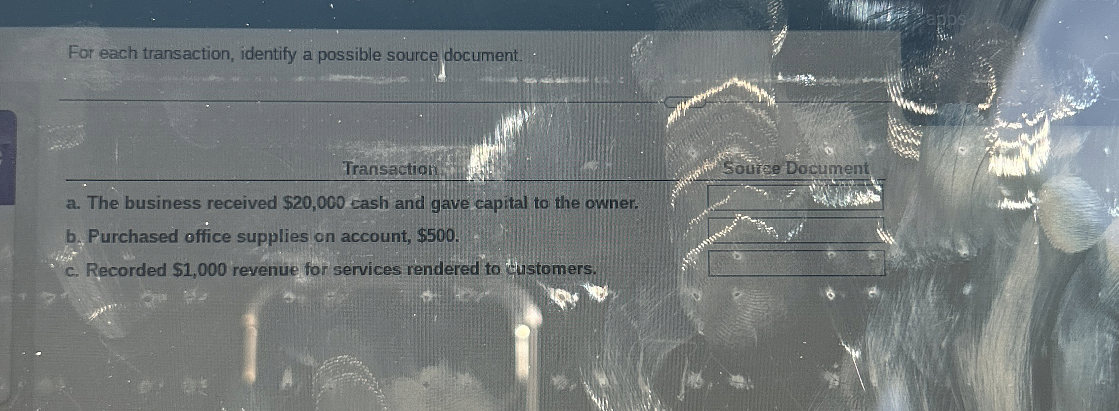 For each transaction, identify a possible source
