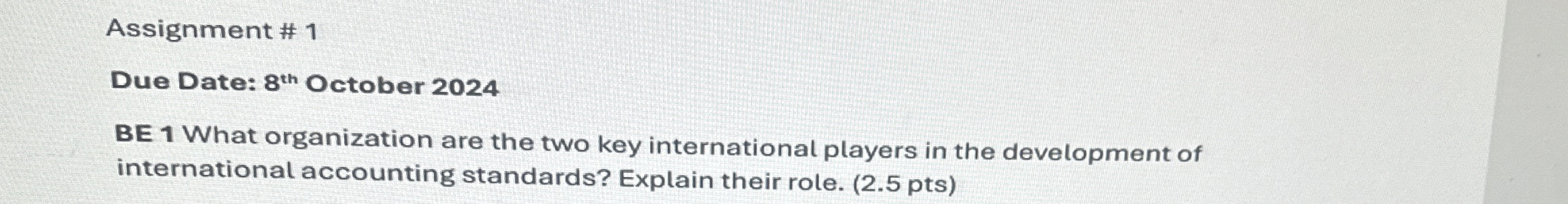 Assignment # 1 Due Date: 8 t h October 2 0 2 4 BE