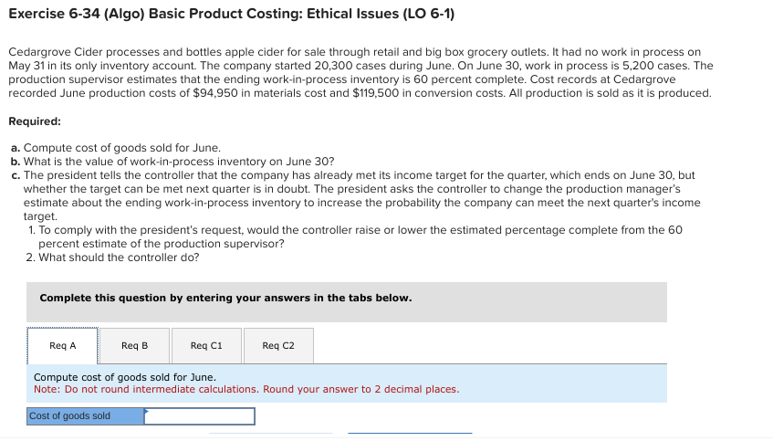 Exercise 6 - 3 4 ( Algo ) Basic Product Costing: