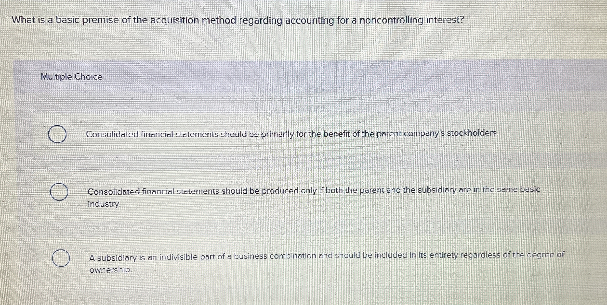 What is a basic premise of the acquisition method