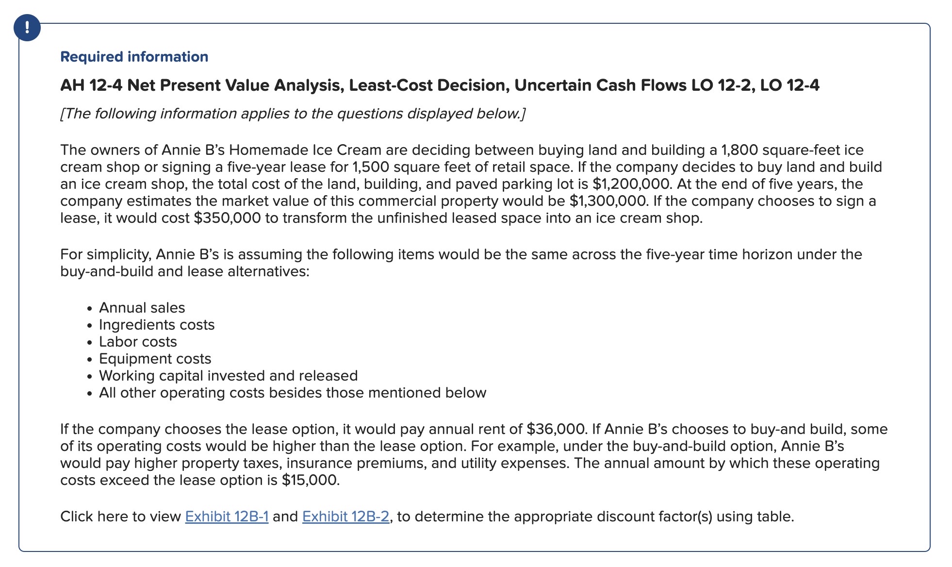Required information AH 1 2 - 4 Net Present Value