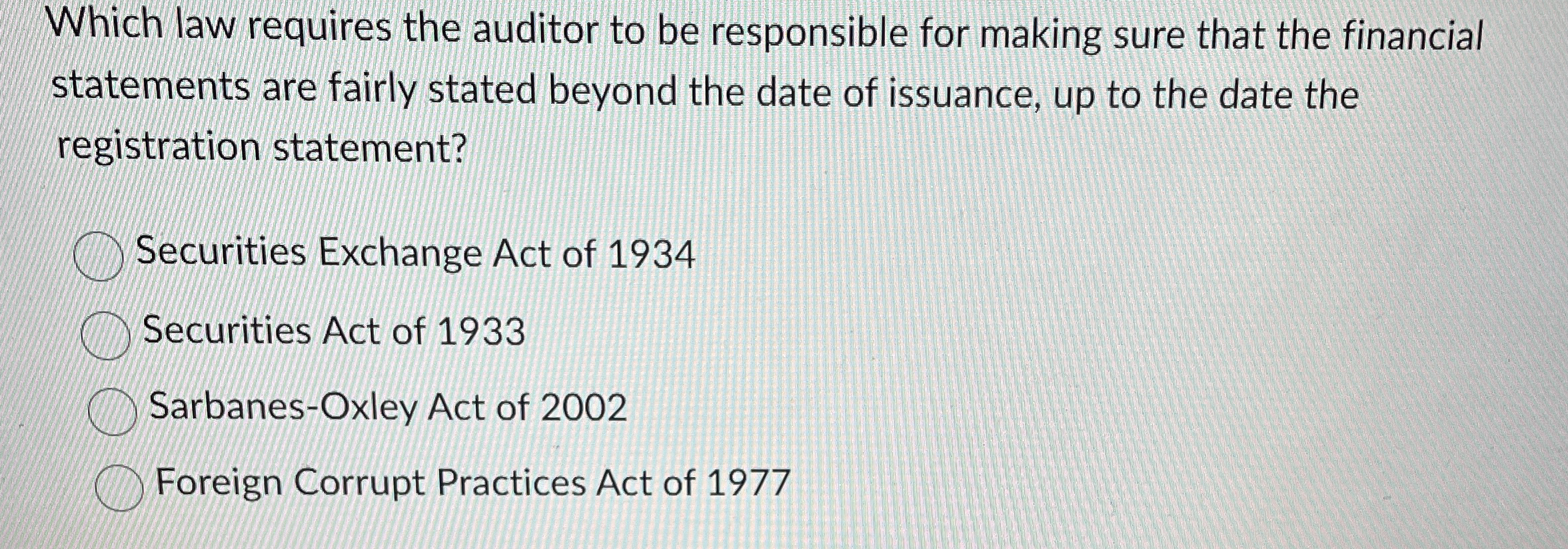 Which law requires the auditor to be responsible