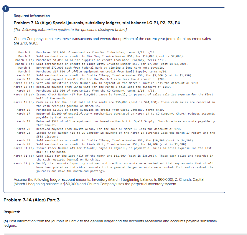 Problem 7 - 1 A ( Algo ) Part 3 Required: ( a )