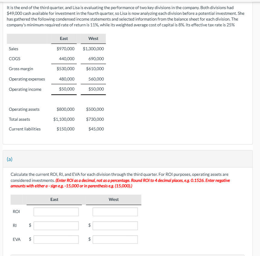 It is the end of the third quarter, and Lisa is