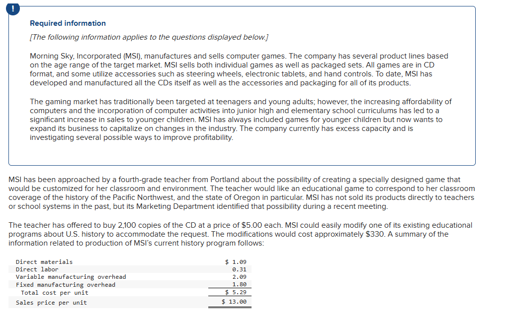 Required information [ The following information