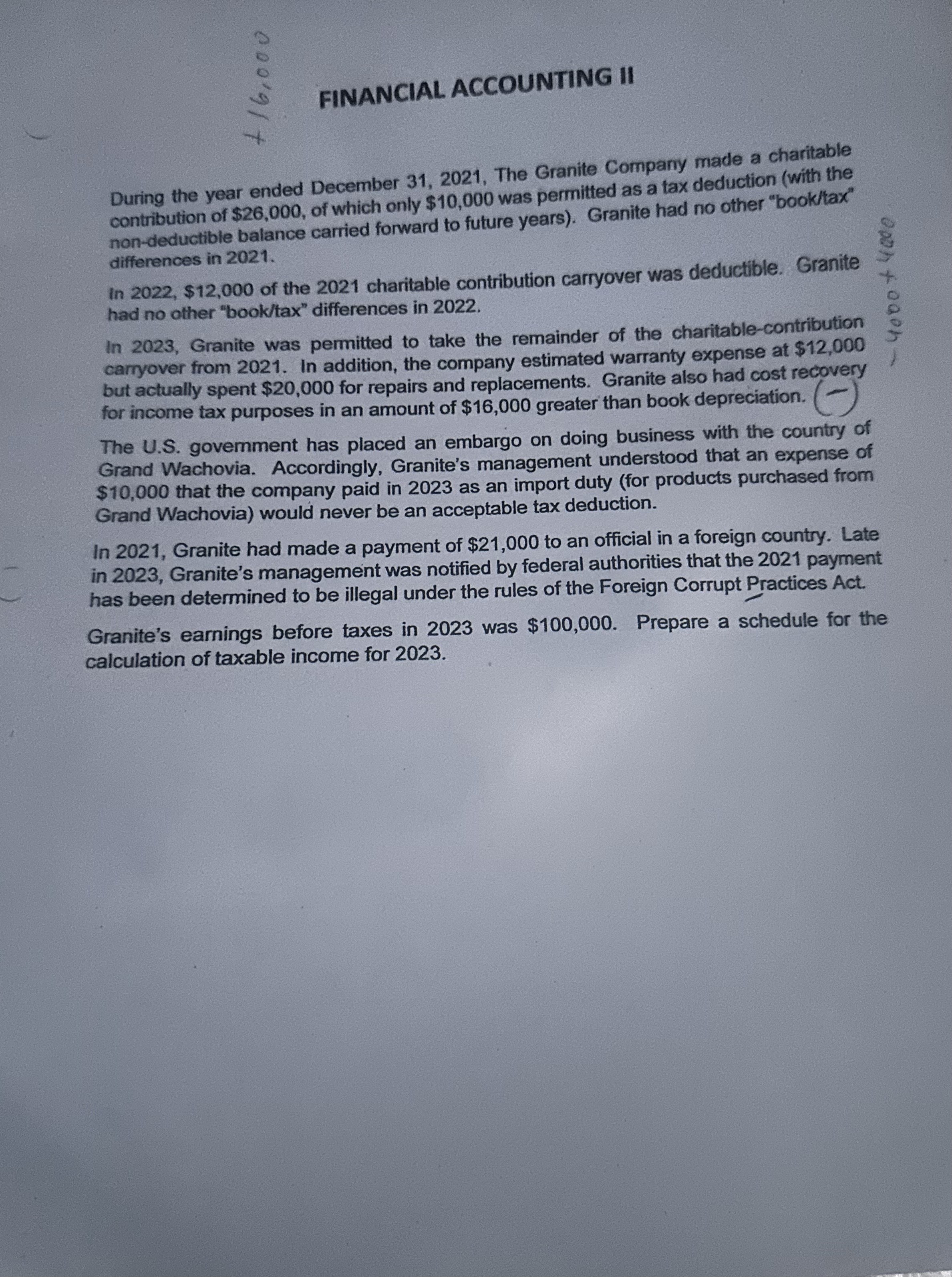 FINANCIAL ACCOUNTING II During the year ended