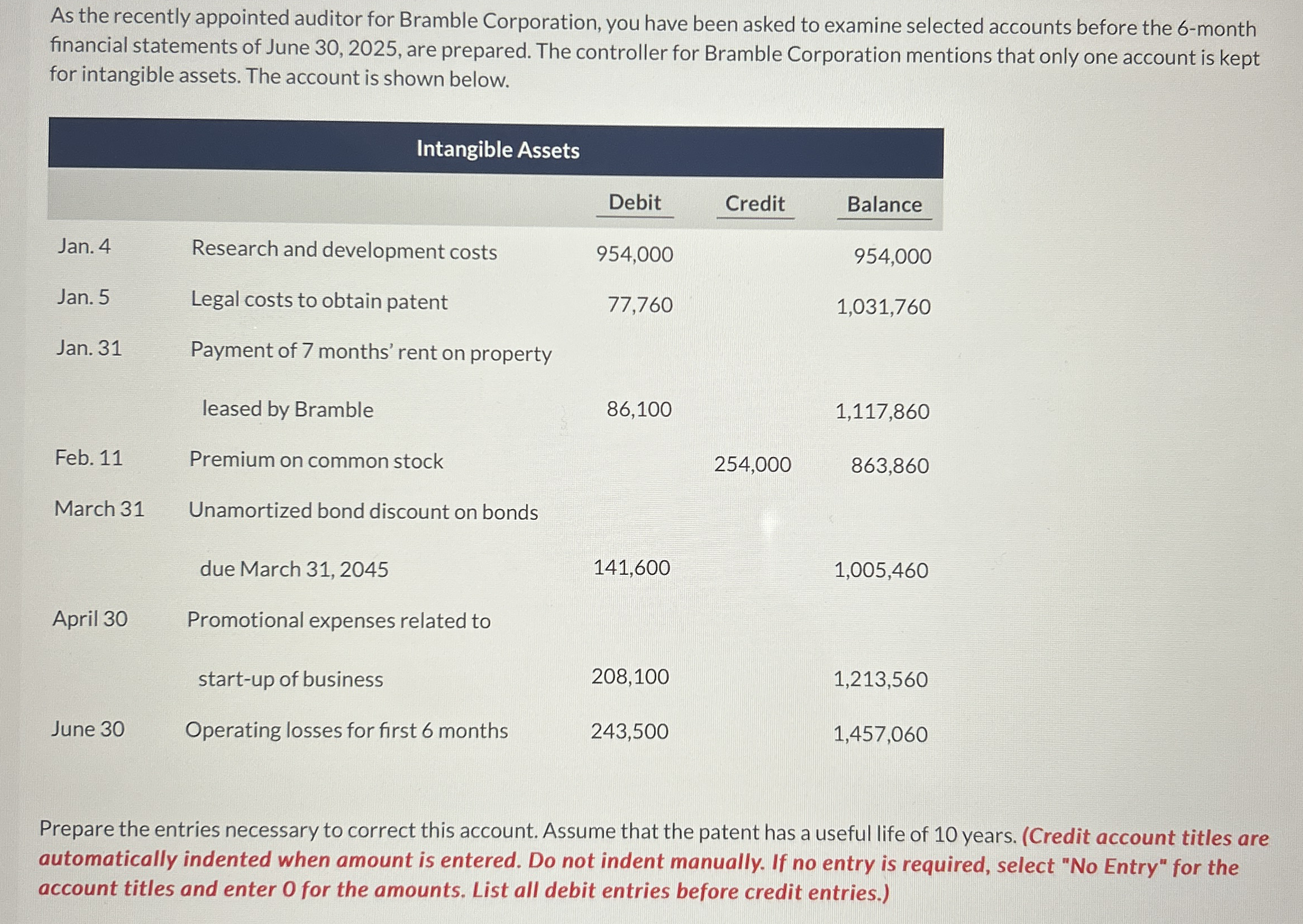 As the recently appointed auditor for Bramble