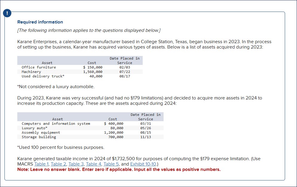 Karane Enterprises, a calendar - year